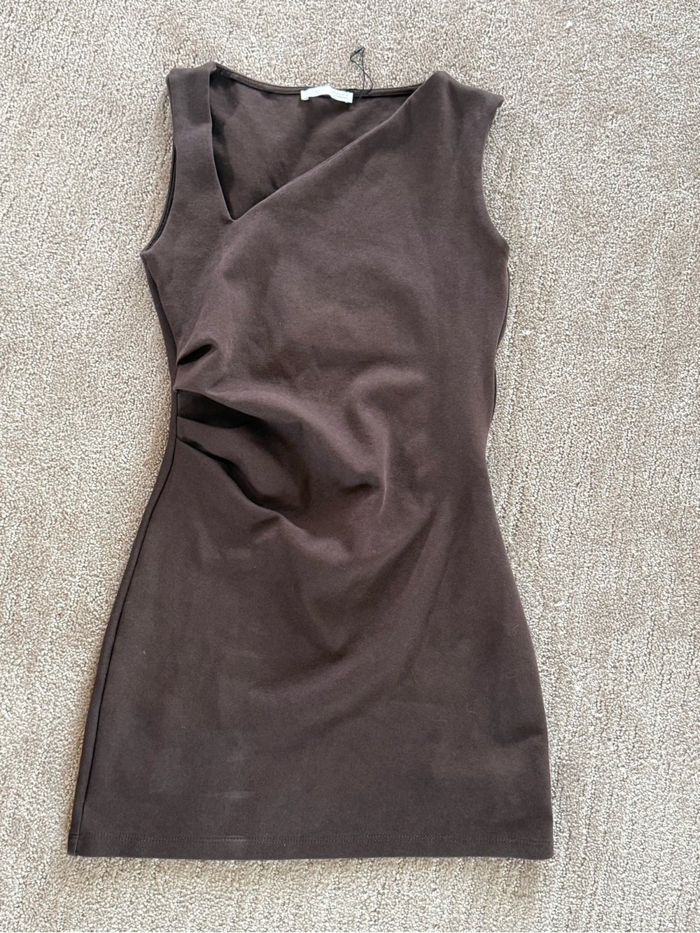 Zara Chocolate Brown Thick Knit Mini Bodycon Dress with
